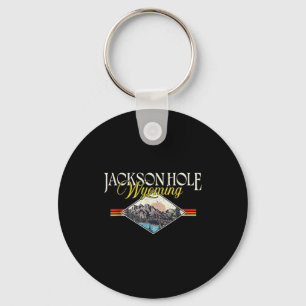 Jackson Hole Wyoming Grand Teton Mountains Vintage Key Ring