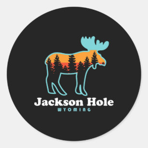 Jackson Hole Wyoming Moose Mountains Grand Tetons  Classic Round Sticker
