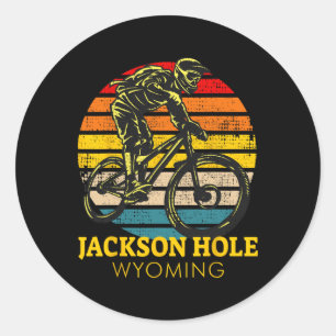 Jackson Hole Wyoming Mountain Biking Retro Mtb Classic Round Sticker