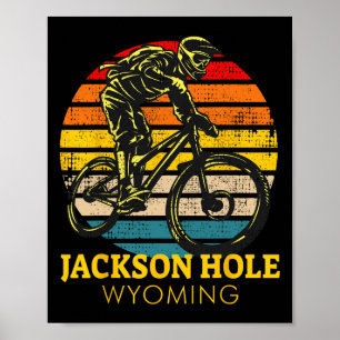 Jackson Hole Wyoming Mountain Biking Retro Mtb Poster