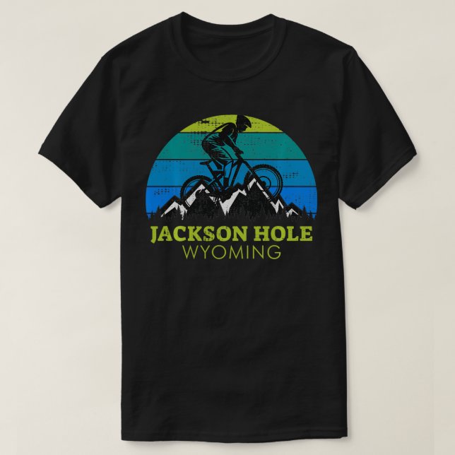 Jackson Hole Wyoming Mountain Biking  T-Shirt (Design Front)