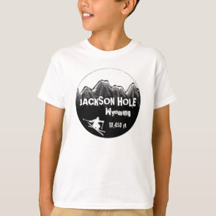 Jackson Hole Wyoming orange ski art boys tee