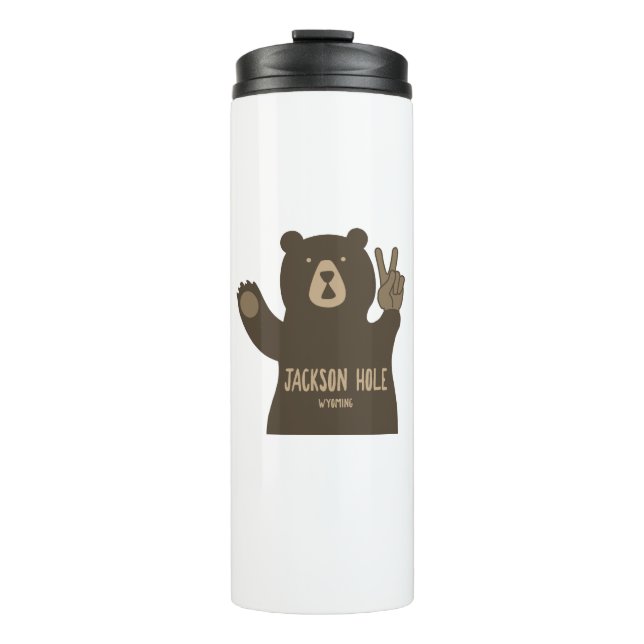 Jackson Hole Wyoming Peace Bear Thermal Tumbler (Front)
