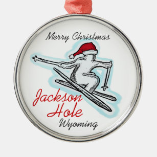 Jackson Hole Wyoming santa skier ornament