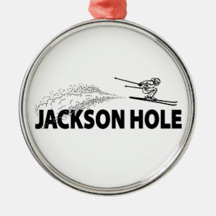Jackson Hole Wyoming Ski Jumper Metal Tree Decoration