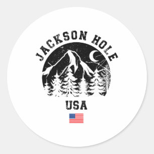 Jackson Hole Wyoming Ski Resort Alpine Skiing Amer Classic Round Sticker
