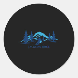 Jackson hole wyoming ski resort skiing skier classic round sticker