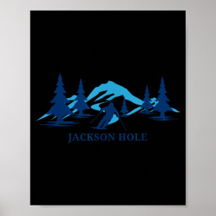 Jackson hole wyoming ski resort skiing skier poster
