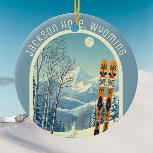 Jackson Hole Wyoming ski resort souvenir Ceramic Tree Decoration