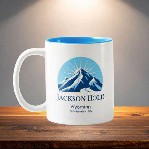 Jackson Hole Wyoming ski resort souvenir Two-Tone Coffee Mug