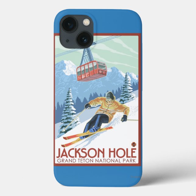 Jackson Hole, Wyoming Skier and Tram Case-Mate iPhone Case (Back)