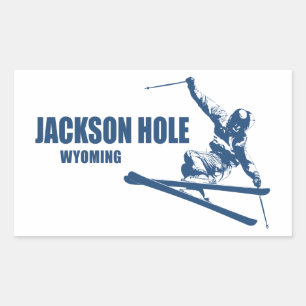 Jackson Hole Wyoming Skier Rectangular Sticker