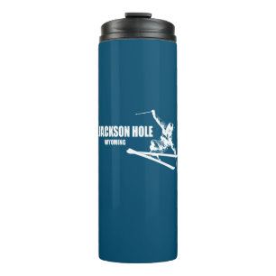 Jackson Hole Wyoming Skier Thermal Tumbler