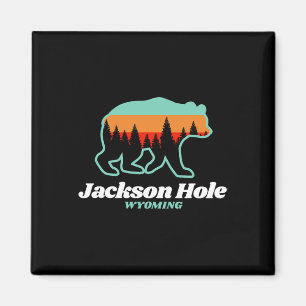 Jackson Hole Wyoming Skiing Snowboarding Bear Magnet