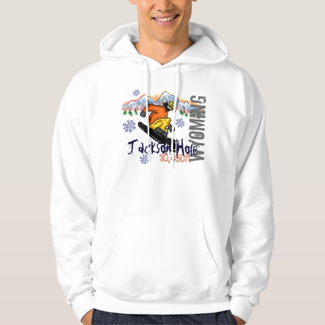 Jackson Hole Wyoming snowboard elevation hoodie (Front)
