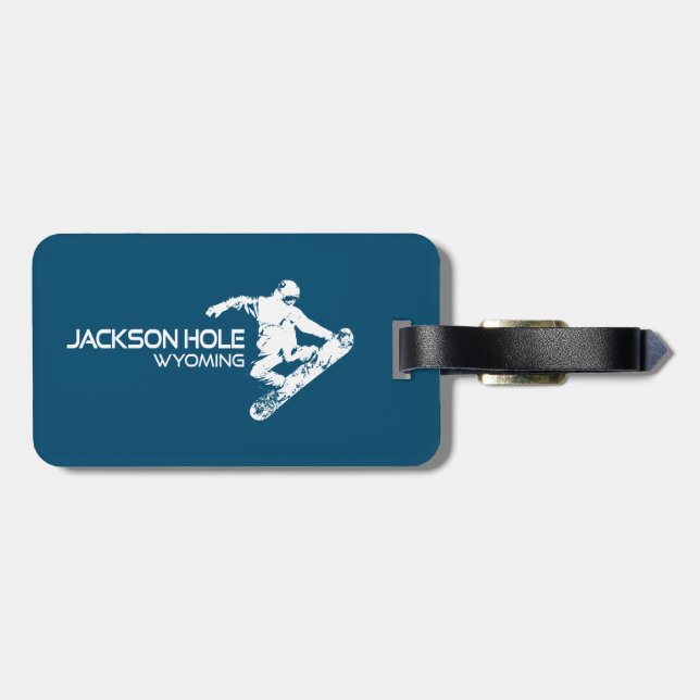 Jackson Hole Wyoming Snowboarder Luggage Tag (Back Horizontal)