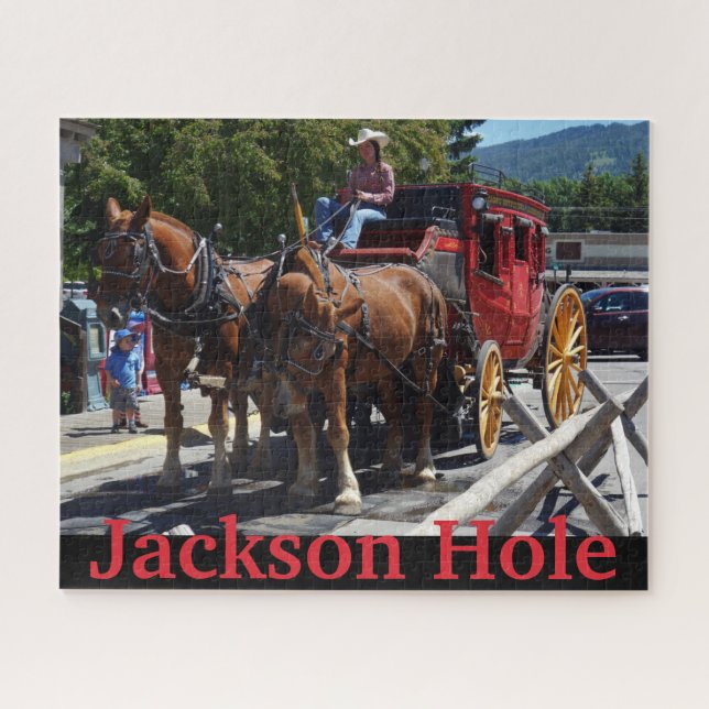 Jackson Hole Wyoming Stagecoach Jigsaw Puzzle (Horizontal)