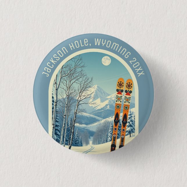Jackson Hole, Wyoming usa ski area souvenir  3 Cm Round Badge (Front)