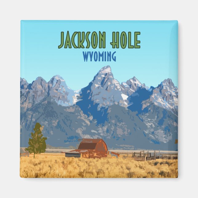 Jackson Hole Wyoming Vintage Magnet (Front)