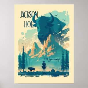Jackson Hole Wyoming Vintage  Poster