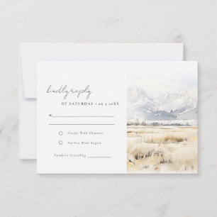 Jackson Hole Wyoming Watercolor Landscape Wedding RSVP Card