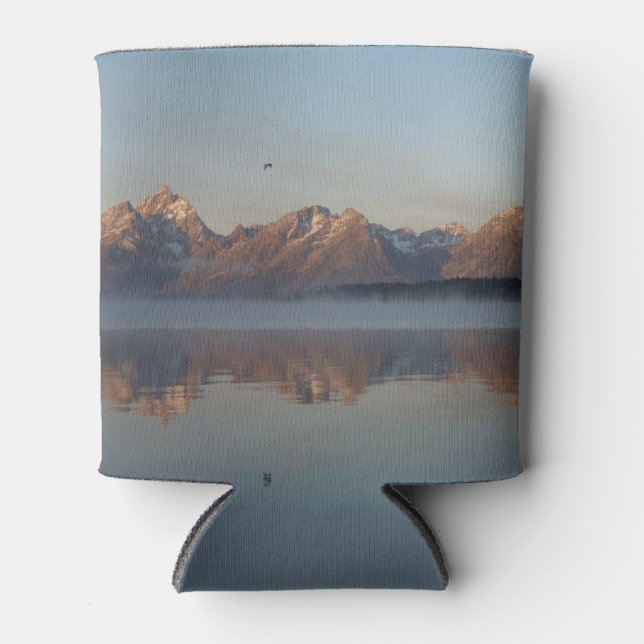 Jackson Lake Dam Reflection in Grand Teton Park Can Cooler (Front)