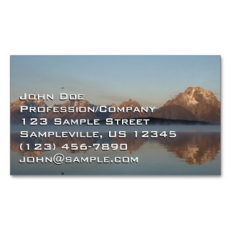 Jackson Lake Dam Reflection in Grand Teton Park Magnetic Business Card