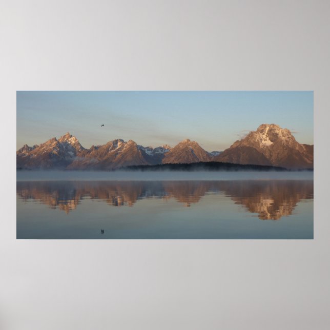 Jackson Lake Dam Reflection in Grand Teton Park Poster (Front)