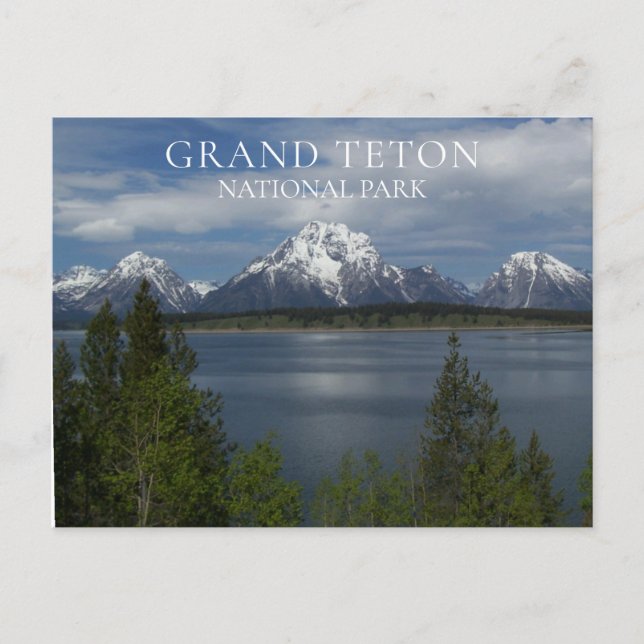 Jackson Lake, Snow Capped Peaks, Grand Teton Postcard (Front)