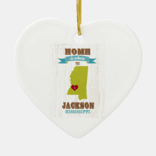 jackson, mississippi Map – Home Is Where Ceramic Tree Decoration