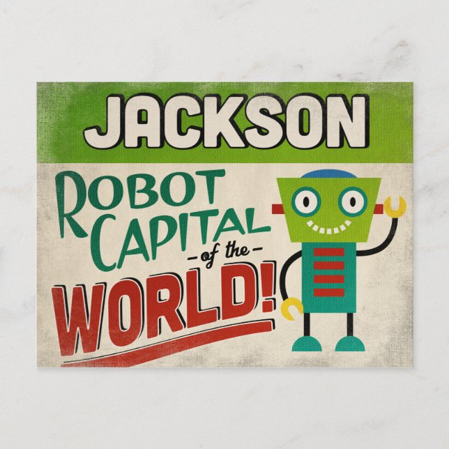 Jackson Mississippi Robot - Funny Vintage Postcard (Front)