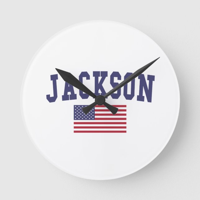 Jackson MS US Flag Round Clock (Front)