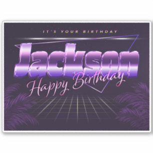 Jackson Name First Name purla retro Sticker Birthd