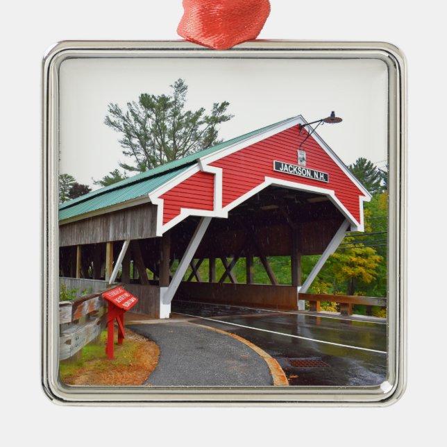 Jackson, NH Covered Bridge Christmas Ornament (Front)