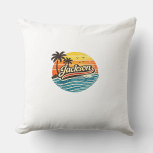 Jackson Retro Sunset Name Design Cushion