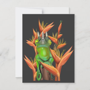 Jackson’s Chameleon among the bird of paradise Postcard