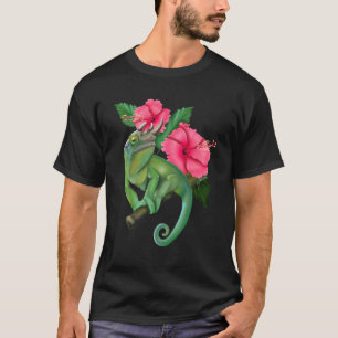 Jackson’s Chameleon with Hibiscus  T-Shirt
