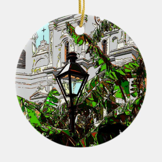 Jackson Square New Orleans Lamp Post Ceramic Tree Decoration (Front)