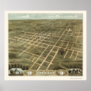 Jackson, TN Panoramic Map - 1870 Poster