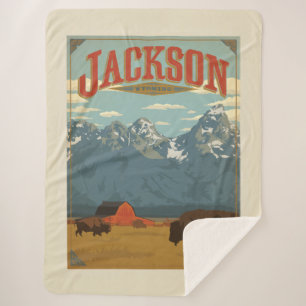 Jackson Wyoming Sherpa Blanket