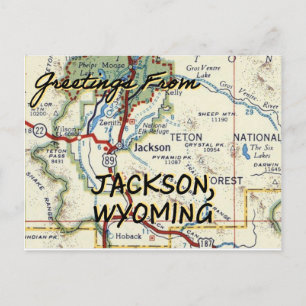 Jackson Wyoming Vintage Map Postcard