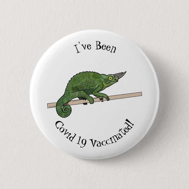 Jackson's chameleon cartoon illustration 6 cm round badge (Front)