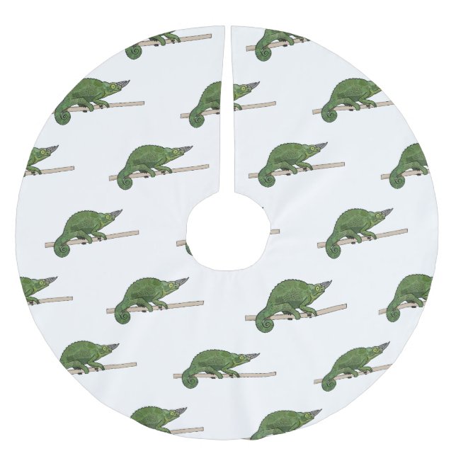 Jackson's chameleon cartoon illustration brushed polyester tree skirt (Front)