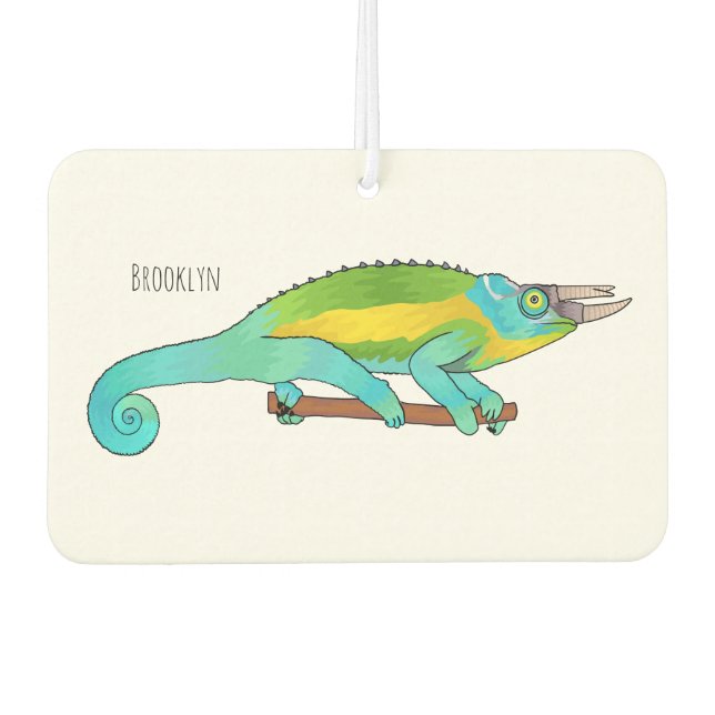 Jackson's chameleon cartoon illustration car air freshener (Front)