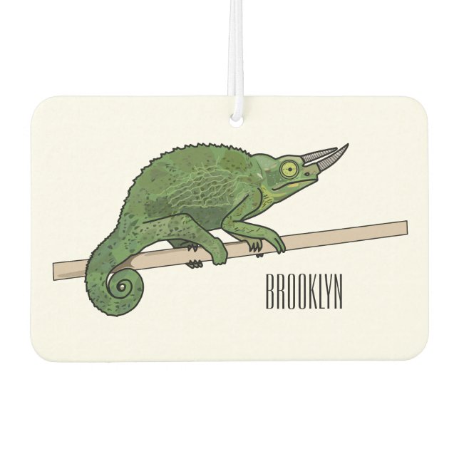 Jackson's chameleon cartoon illustration car air freshener (Front)