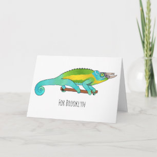 Jackson's chameleon cartoon illustration card