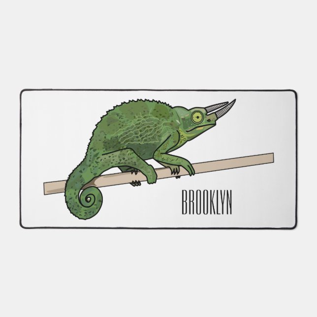 Jackson's chameleon cartoon illustration desk mat (Front)