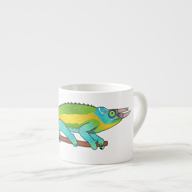 Jackson's chameleon cartoon illustration espresso cup (Front Right)