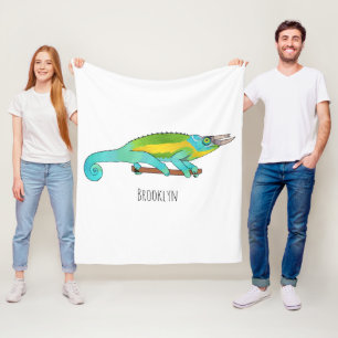 Jackson's chameleon cartoon illustration fleece blanket