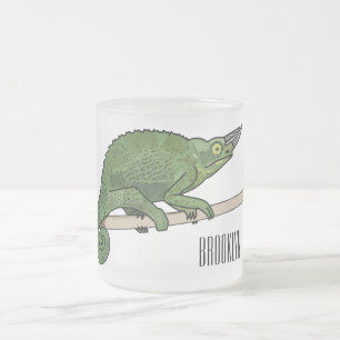 Jackson's chameleon cartoon illustration frosted glass coffee mug